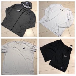 Bundled NIKE PSU hoodie, shorts, and two tees
